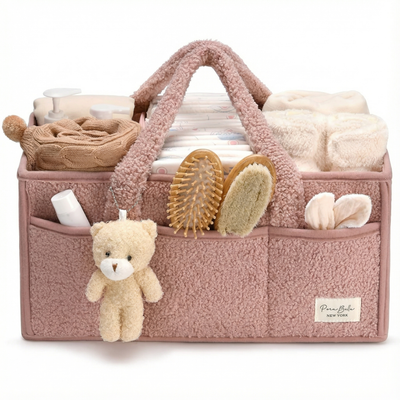 Teddy bag organizer for diapers wipes bottles and baby care